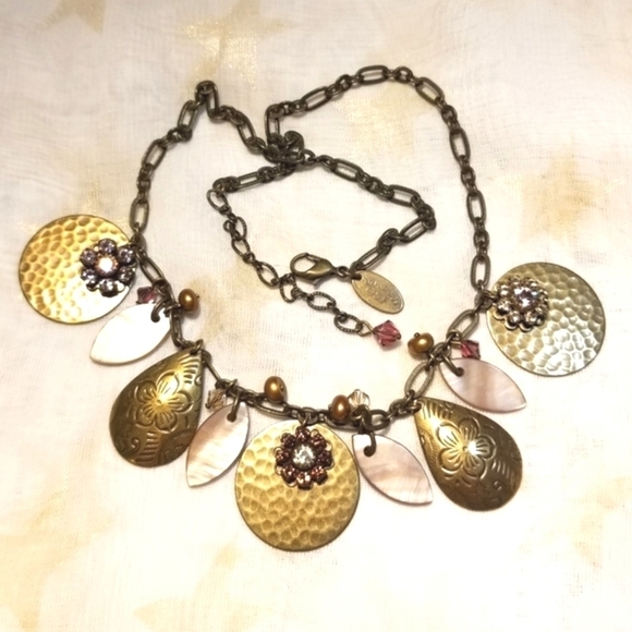 Liz PALACIOS Spectacular Borealis Pink Orange Necklace - Picture 2 of 8